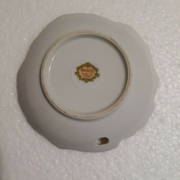 Nasco Purple Violet China Leaf Dish Tea Bag Trinket Gold Gilding Japan 5" - Picture 3 of 6